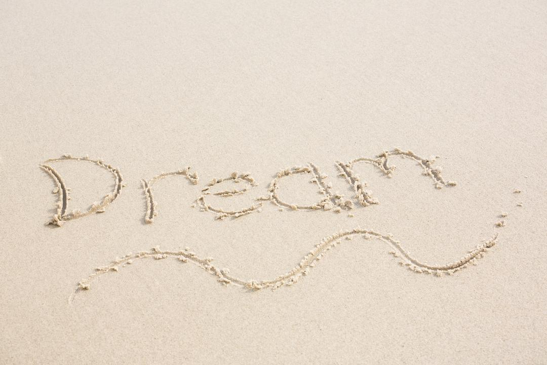 Image of "Dream" written on the sand - Topics and ideas for blogs that will inspire you and keep your readers engaged - Image
