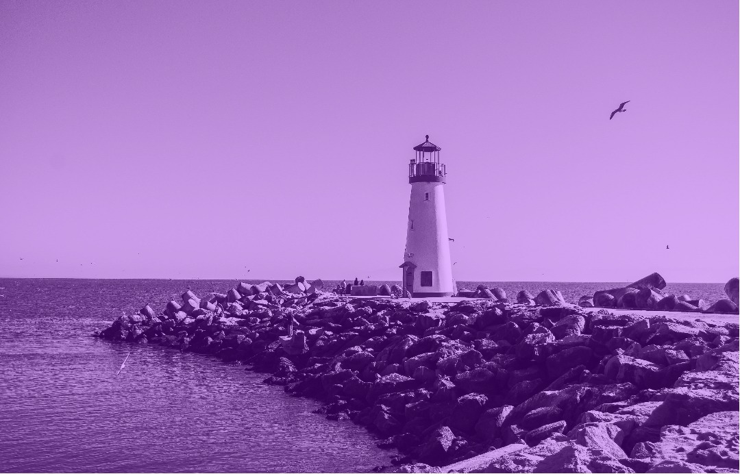 Purple filter placed over a photograph of a lighthouse landscape - How to choose a good color combination for photography - Image