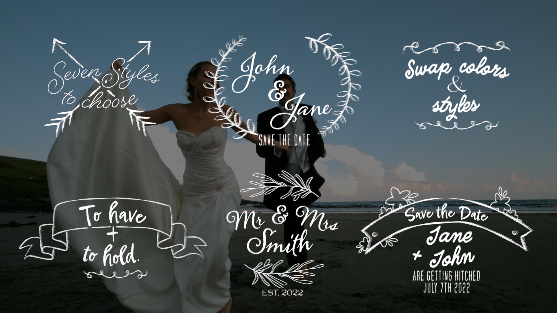 Rustic style chalky wedding animation, Adobe Stock
