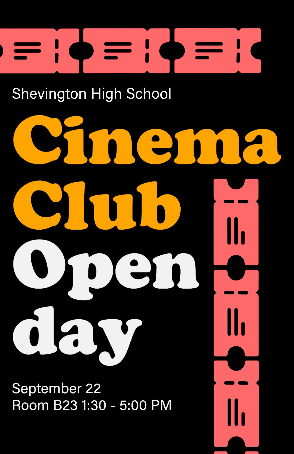 Poster for the cinema club's open day - What new projects might be suitable for a graphic designer - Image