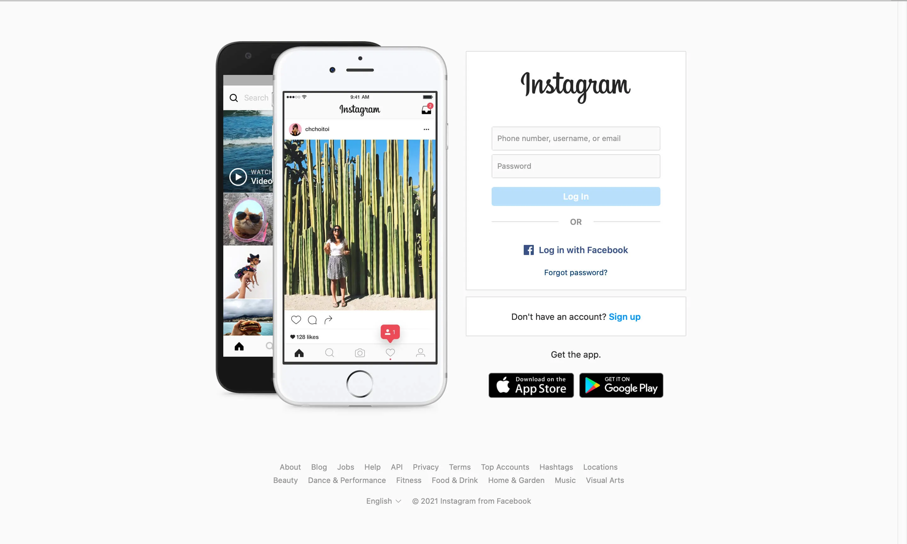 Screenshot of Instagram log-in/sign-up page on Safari - A complete beginner's guide on how to post on Instagram from a PC or Mac - Image