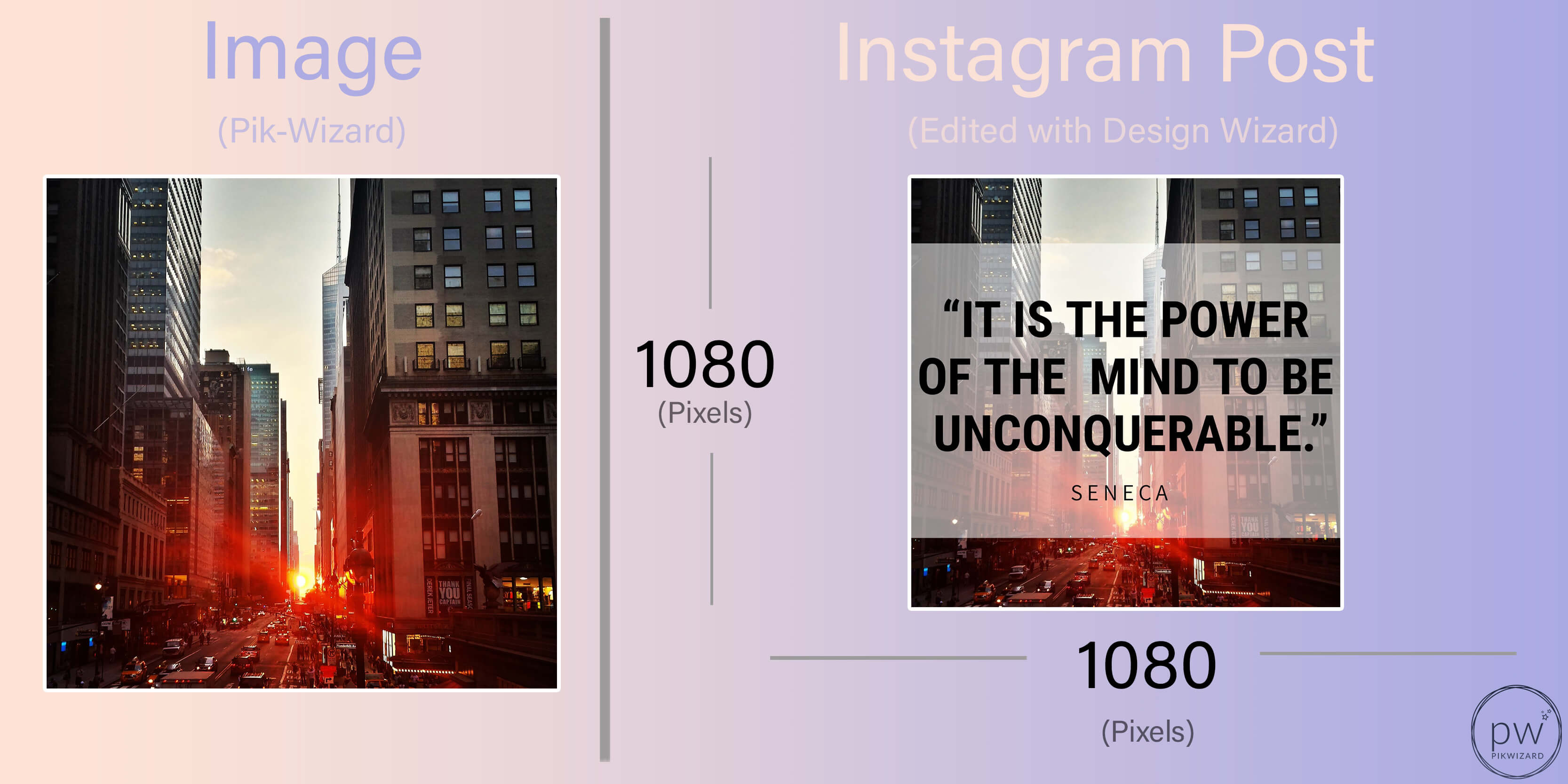 Side by side stock image and edited instagram post of an inspiring business quote - A complete beginner's guide on how to post on Instagram from a PC or Mac - Image