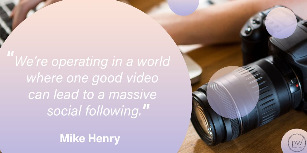 Inspirational quote in a purple circle with a camera in the background - 35 inspiring marketing quotes to motivate your team and improve conversions - Image