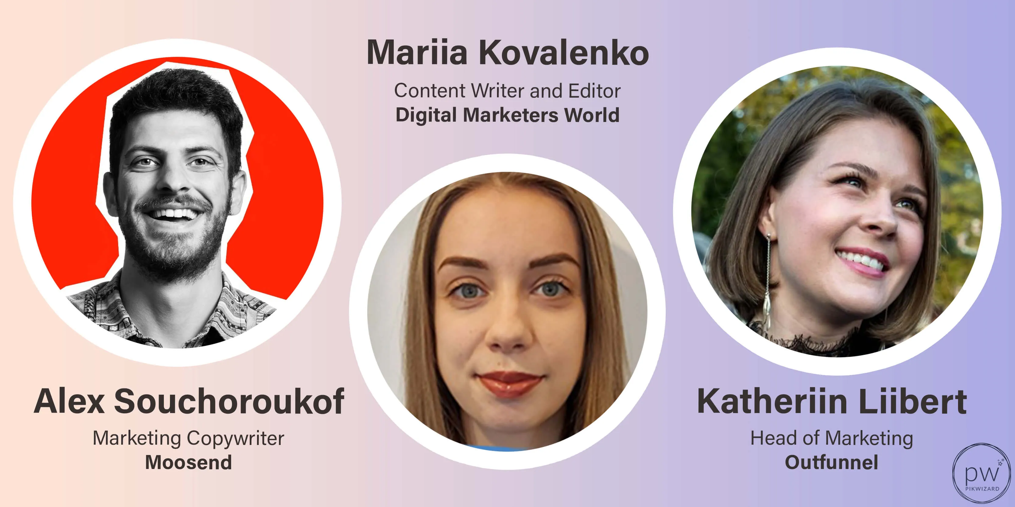 Remote working response headshots of Alex Souchoroukof, Mariia Kovalenko and Katheriin Liibert