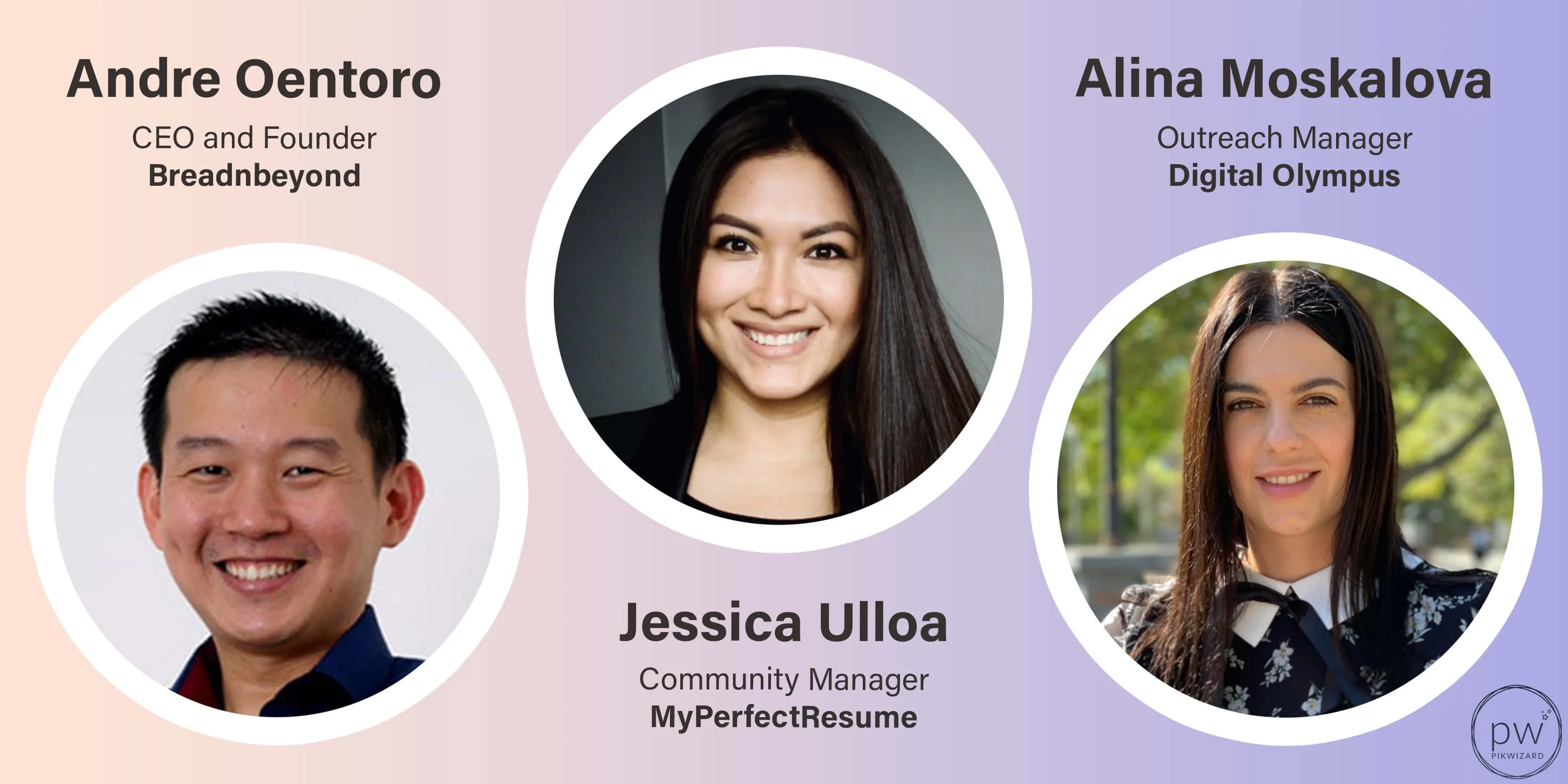 Remote working response headshots of Andre Oentoro, Jessica Ulloa and Alina Moskalova