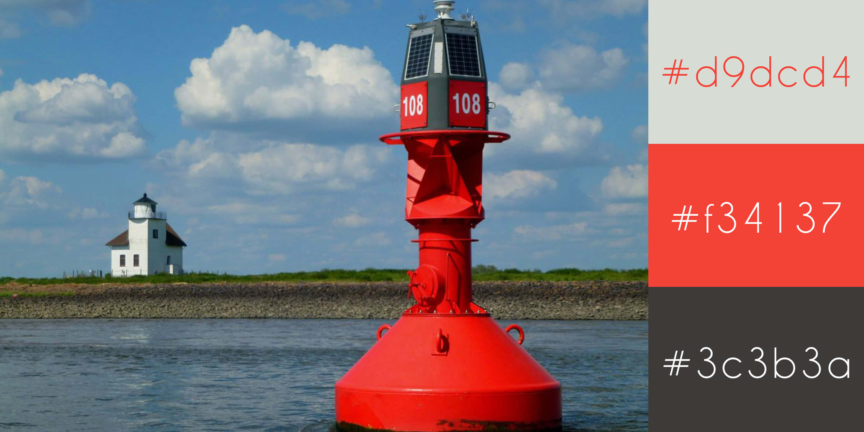 Red ocean marker with hex values