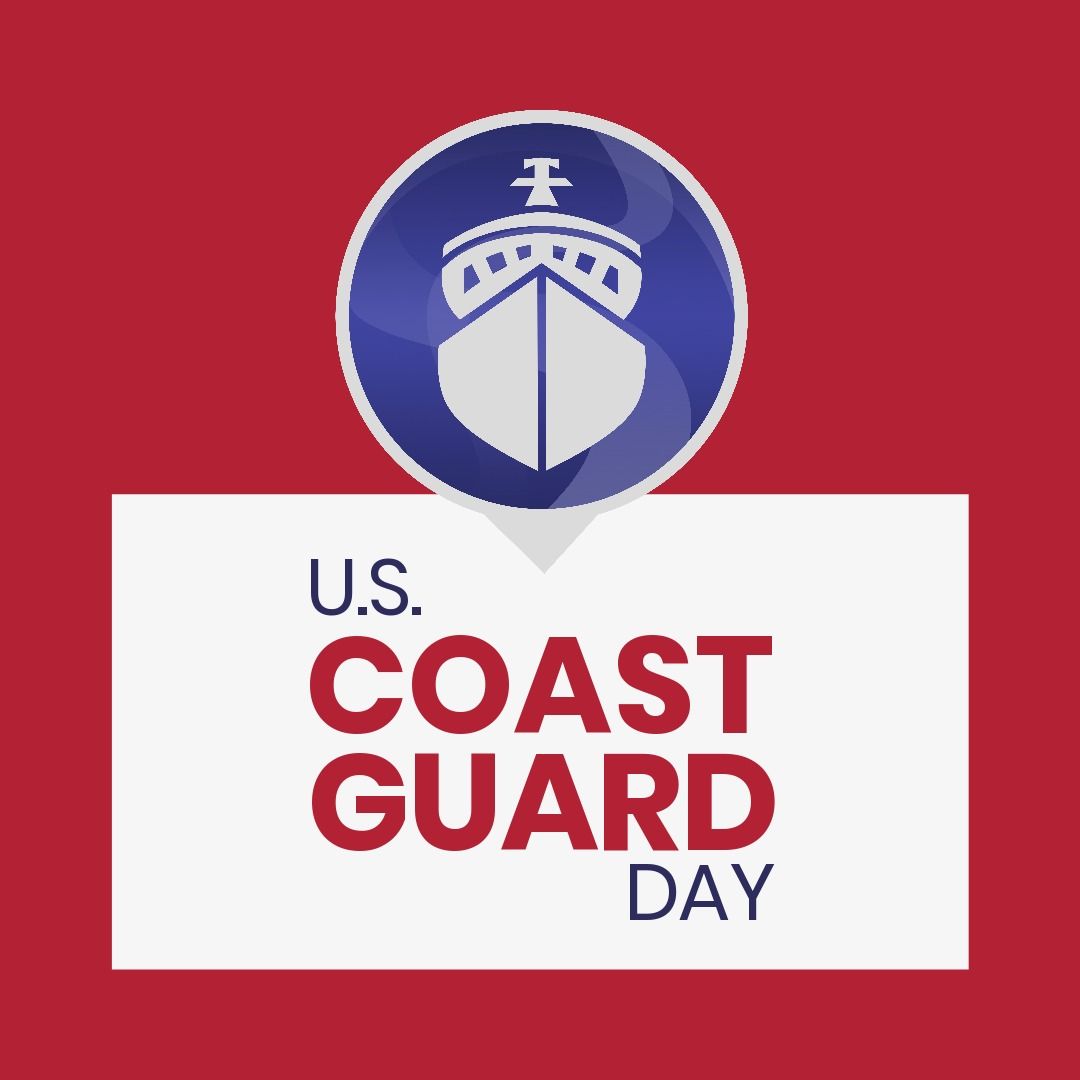 Vector image of ship with us coast guard day text on red background, copy space - Download Free Stock Templates Pikwizard.com