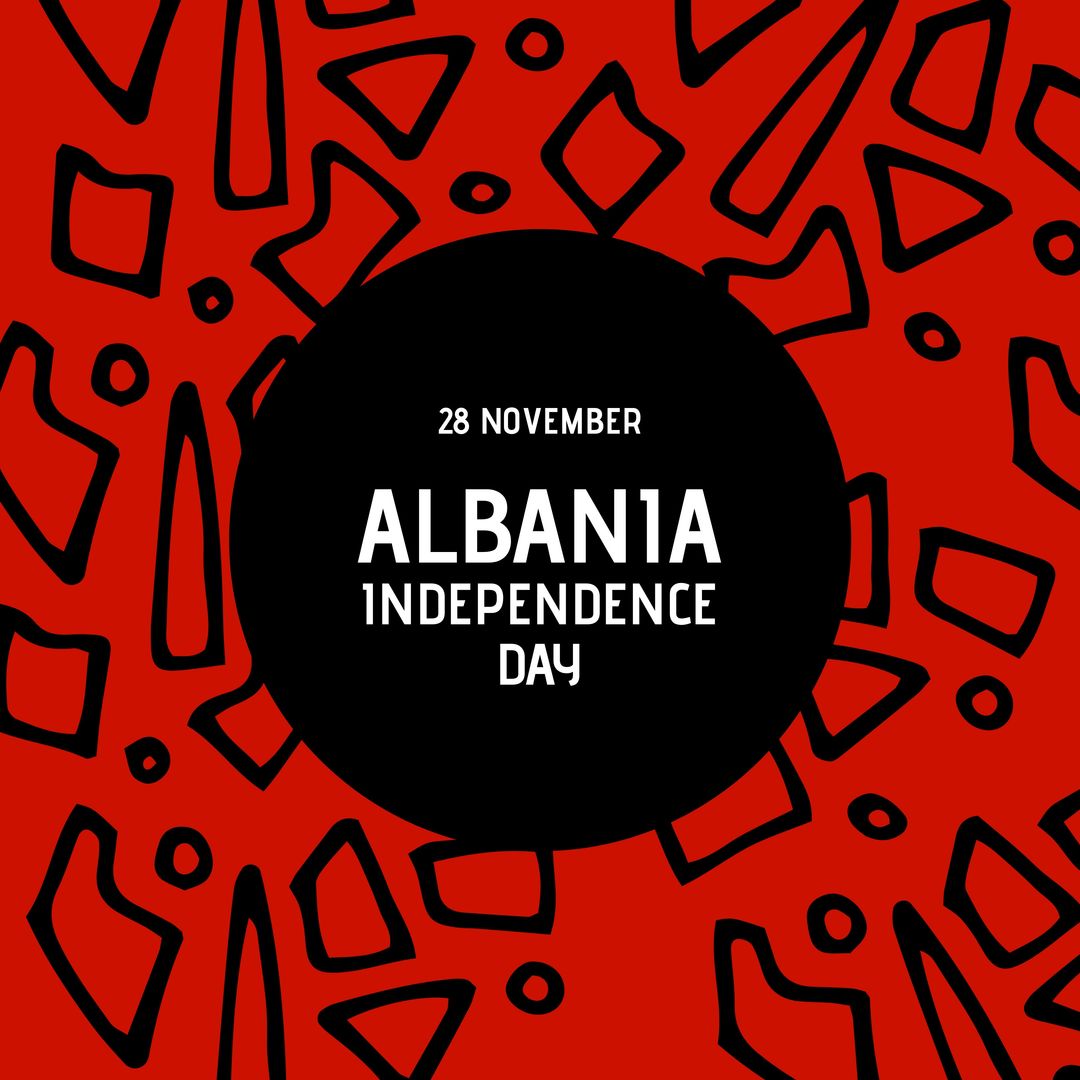 Composition of 28 november albania independence day text over shapes on red background - Download Free Stock Templates Pikwizard.com