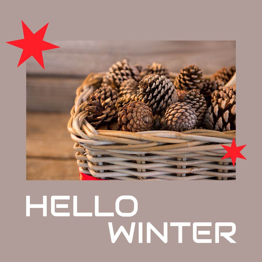 Square image of hello winter text with women drinking hot coffee picture over grey background - Download Free Stock Templates Pikwizard.com