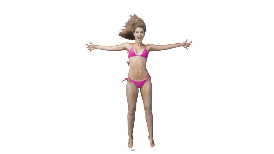 Woman in Bikini Jumping High Stock Image - Image of activity