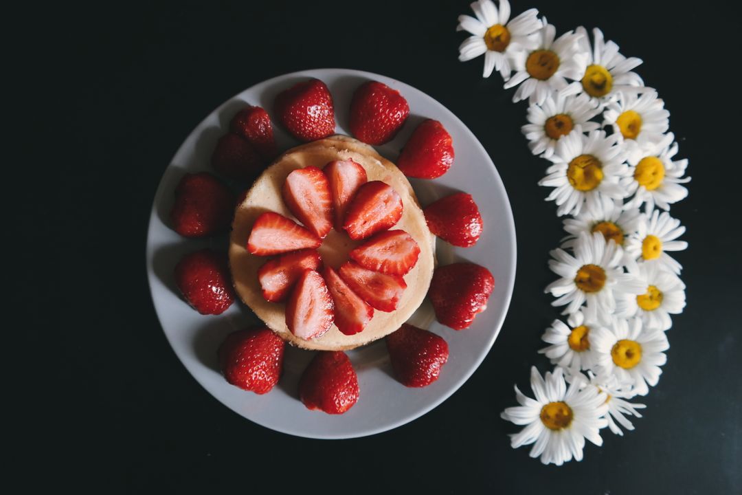 Image of a Plate with Pancakes and Strawberries