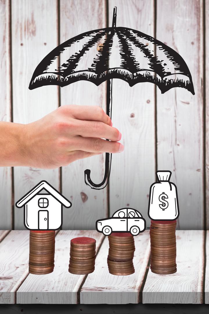 umbrella graphic over cash graphics - Free Images, Stock Photos and Pictures on Pikwizard.com