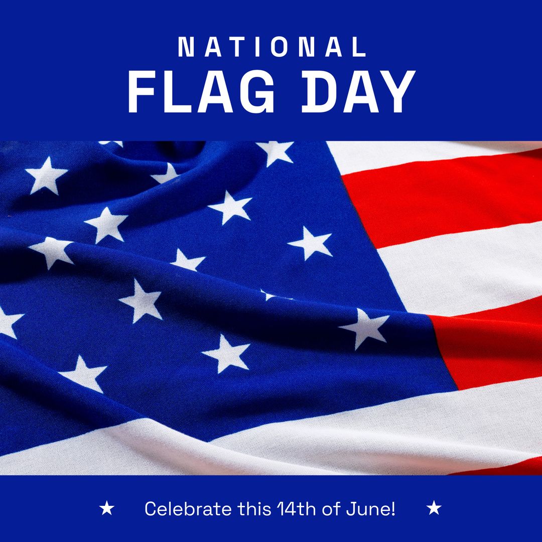 Composition of national flag day text over flag of usa on blue background - Download Free Stock Templates Pikwizard.com