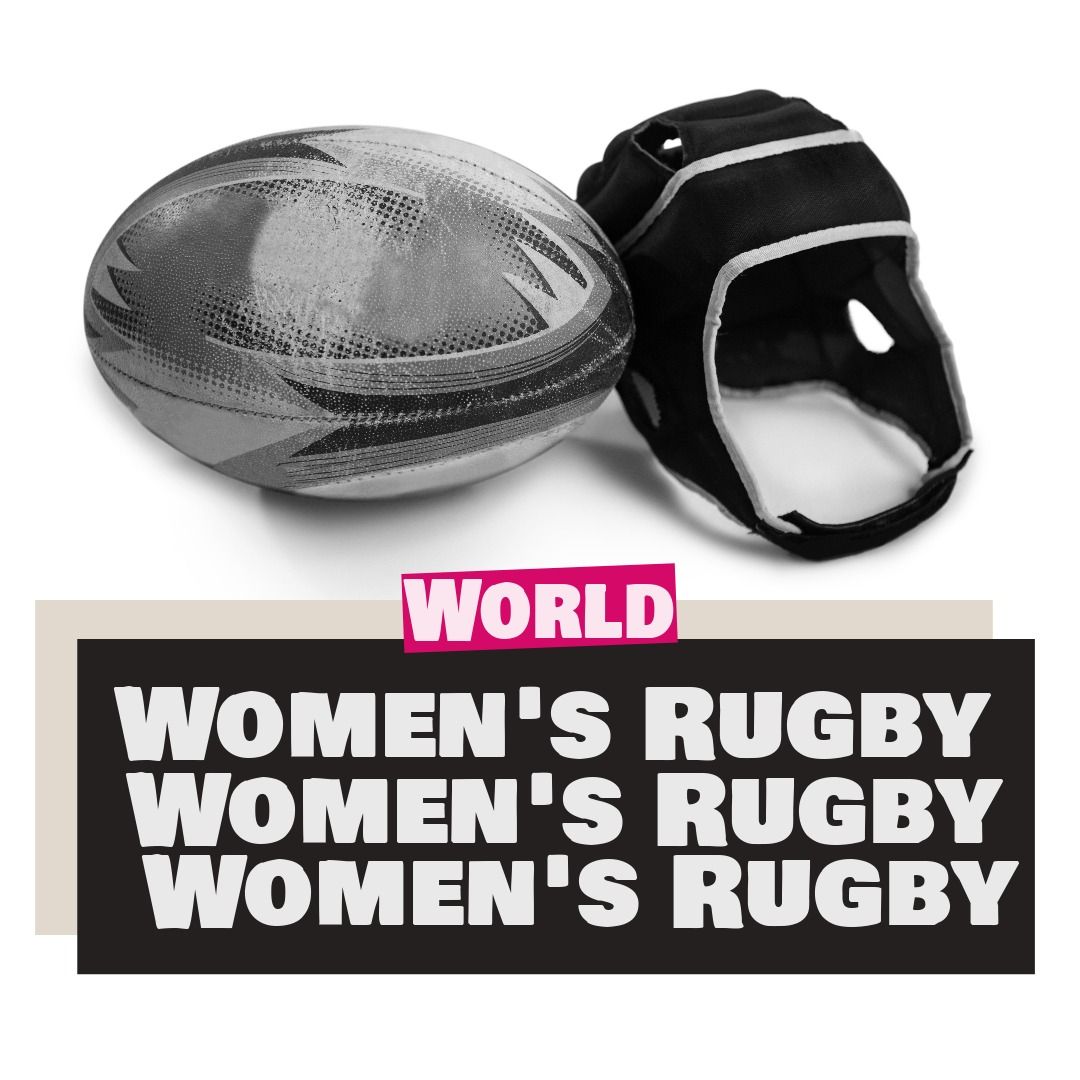 Helmet and rugby ball with women's rugby text on white background - Download Free Stock Templates Pikwizard.com