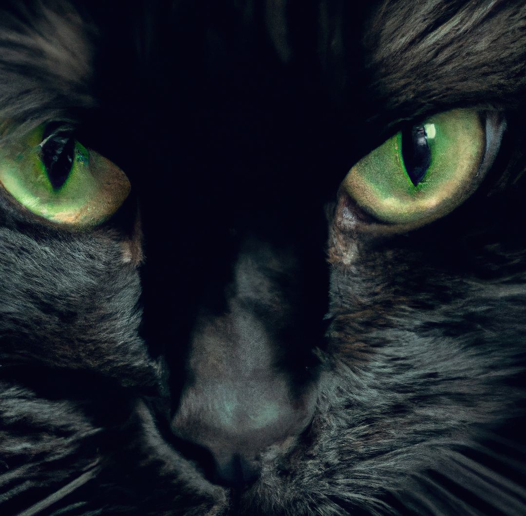 Close up of black cat with green eyes created using generative ai technology - Free Images, Stock Photos and Pictures on Pikwizard.com