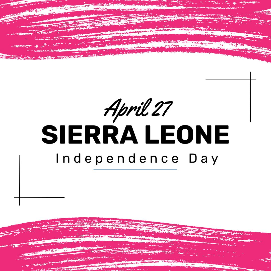 Composition of april 27 sierra leone independence day text over pink lines on white background - Download Free Stock Templates Pikwizard.com
