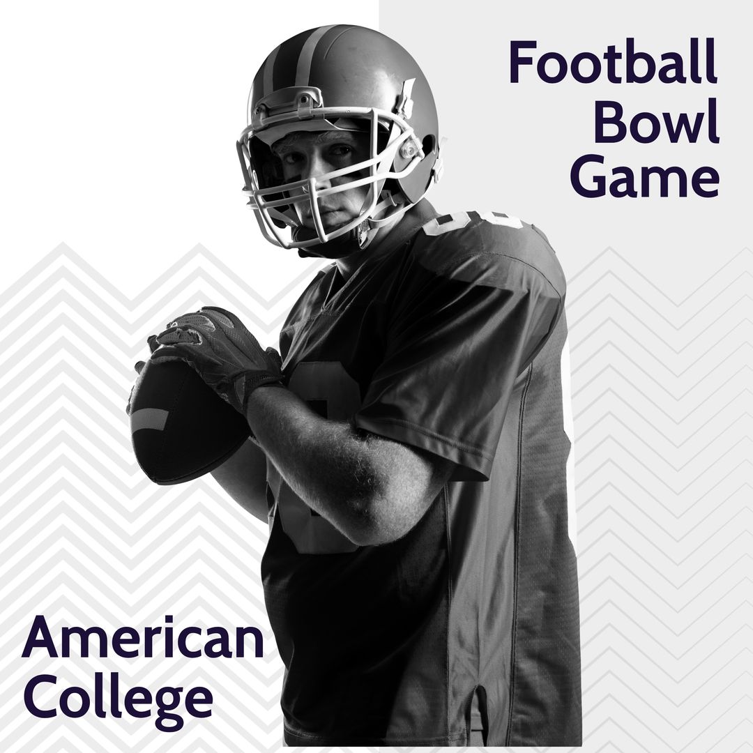 Composition of american college football text over caucasian male american football player - Download Free Stock Templates Pikwizard.com