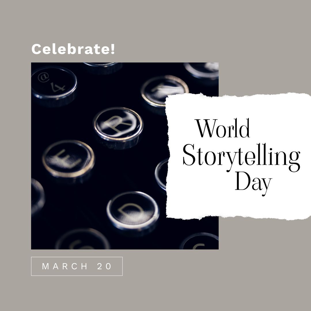 Composition of world storytelling day text with retro typewriter - Download Free Stock Templates Pikwizard.com