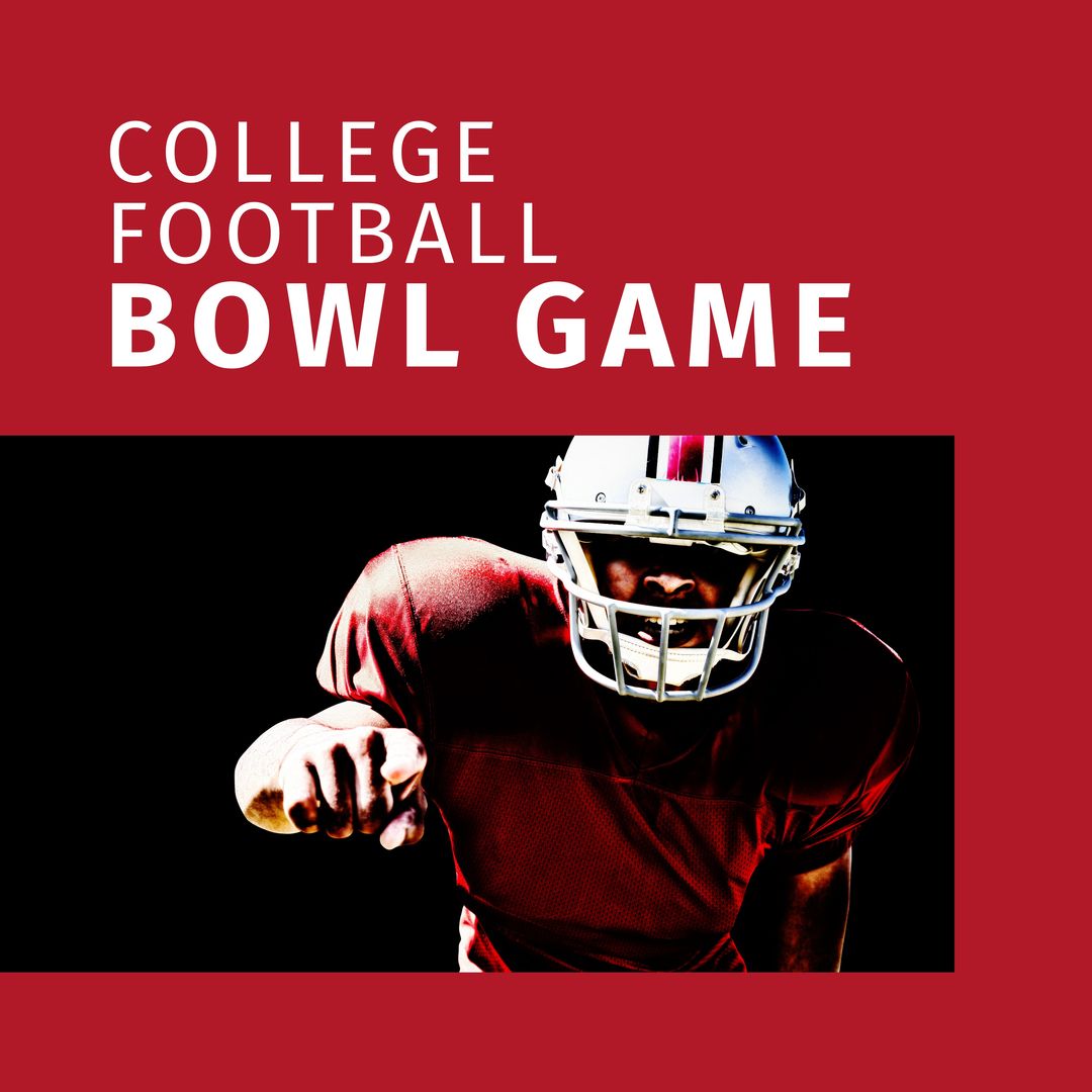 Composition of college football bowl game text and biracial male player - Download Free Stock Templates Pikwizard.com