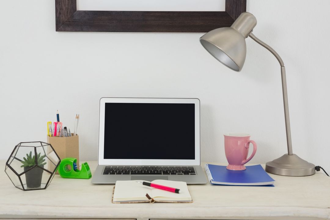 Laptop, Phone And Other Office Stuff On Table Stock Photo, Picture