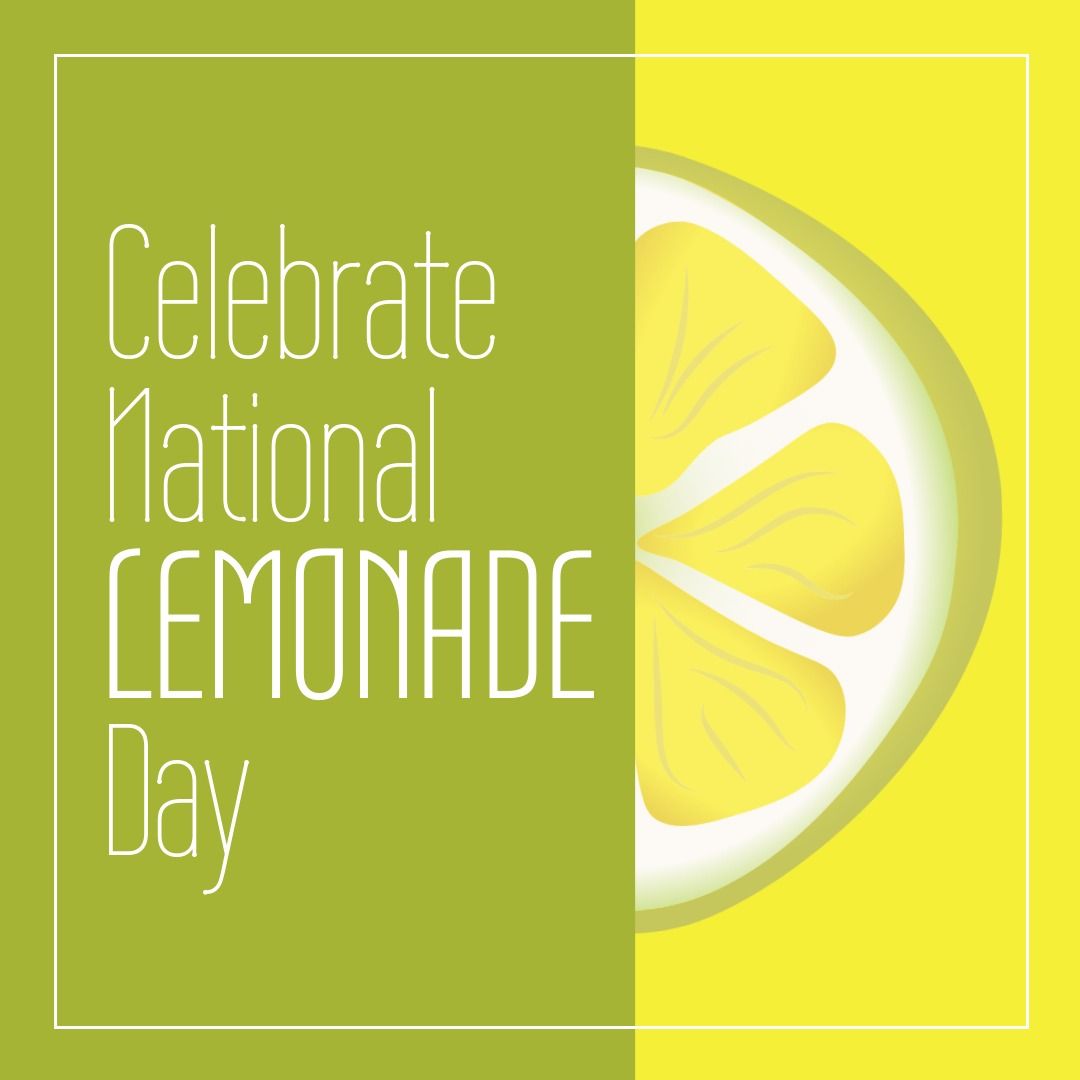 Illustration of lemon slice and celebrate national lemonade day text on green and yellow background - Download Free Stock Templates Pikwizard.com