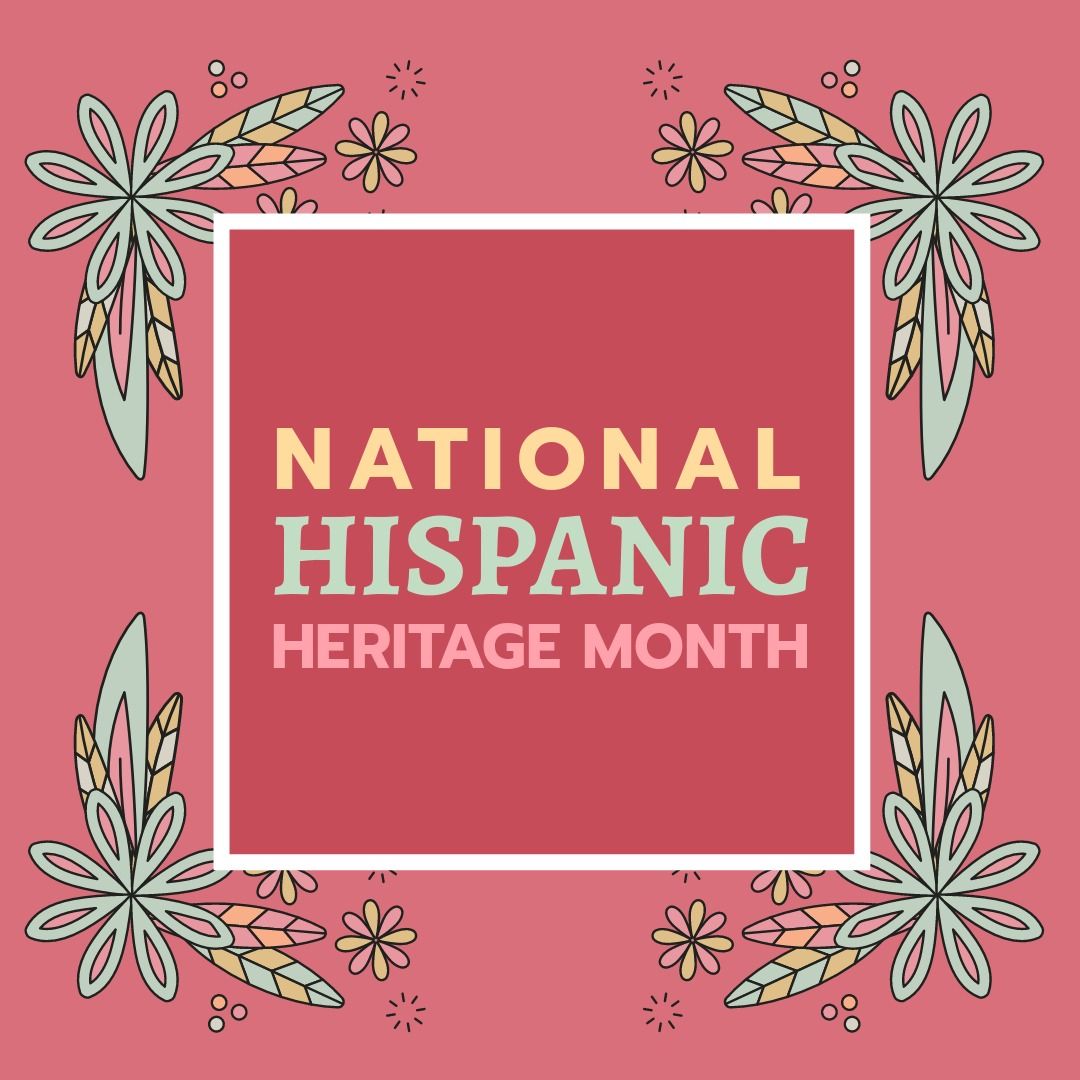 Illustration of national hispanic heritage month text in square shape and flowers on pink background - Download Free Stock Templates Pikwizard.com