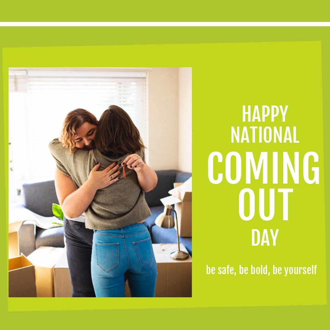 Lesbian Couple Embracing on National Coming Out Day from Pikwizard