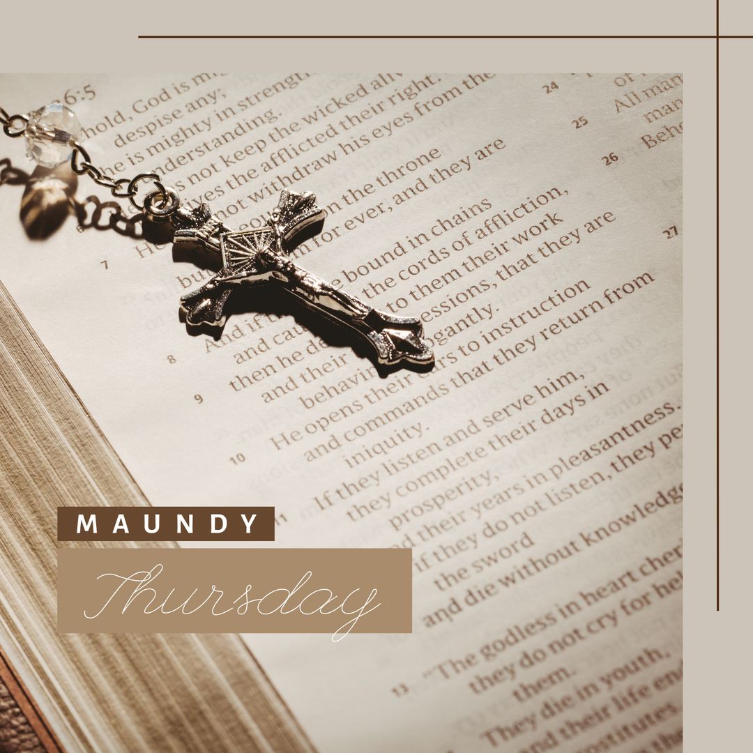 Composition of maundy thursday over bible and rosary - Download Free Stock Templates Pikwizard.com