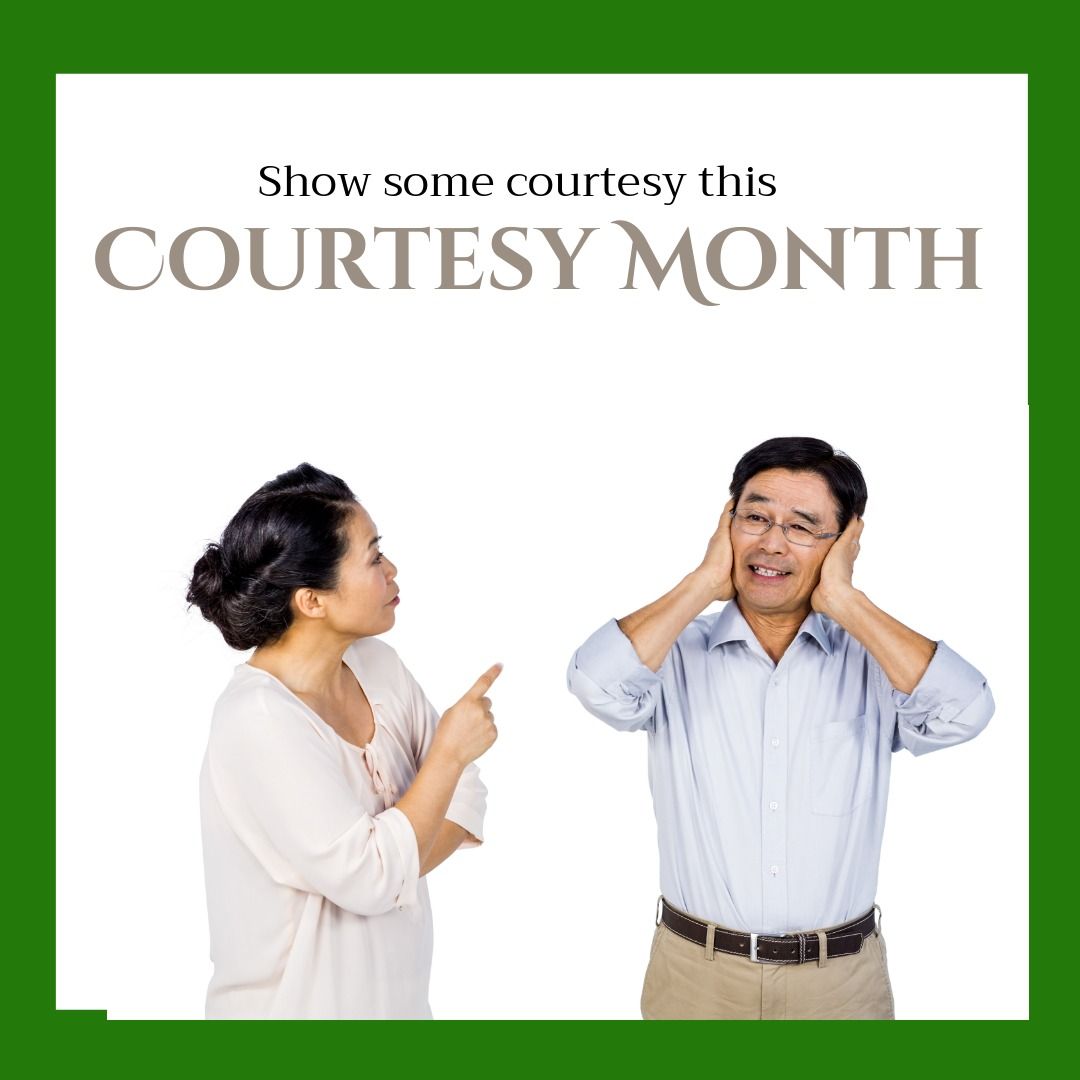 Unhappy Mature Asian Couple with Courtesy Month Message from Pikwizard