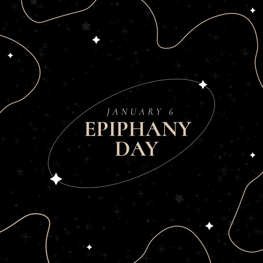 Square image of night sky with stars and happy epiphany day text - Download Free Stock Templates Pikwizard.com