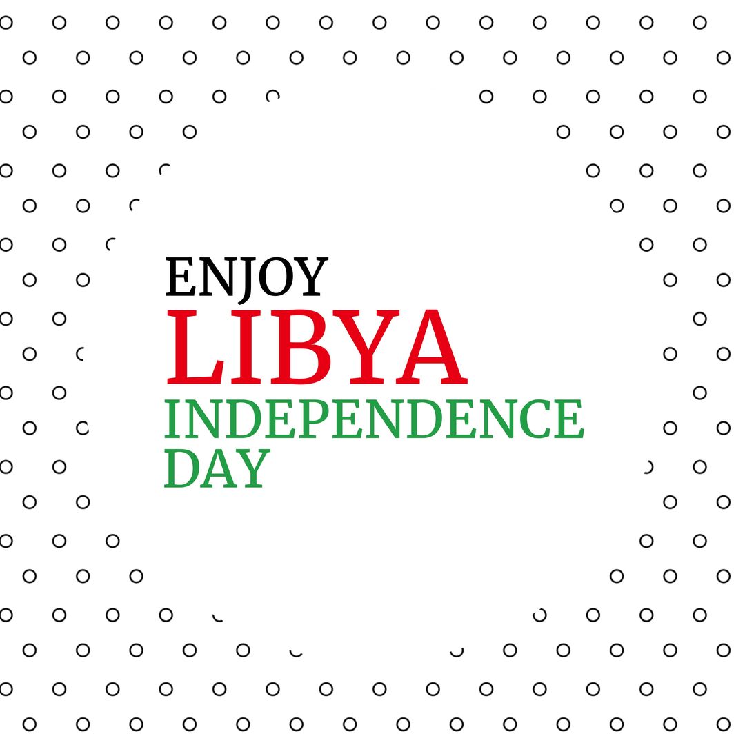 Composition of enjoy libya independence day text with spots on white background - Download Free Stock Templates Pikwizard.com