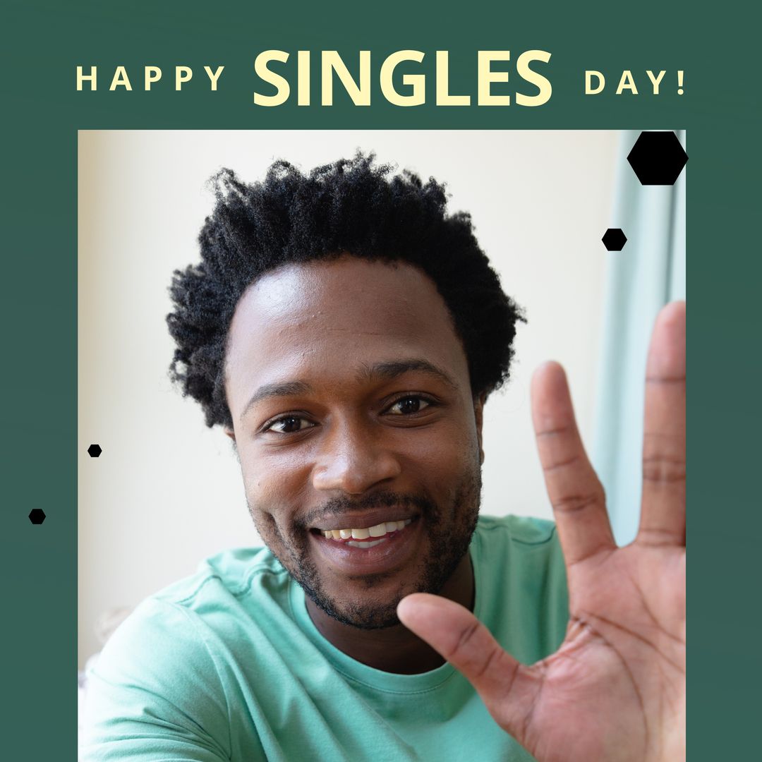 Happy Singles Day Greeting with Smiling African American Man Waving from  Pikwizard