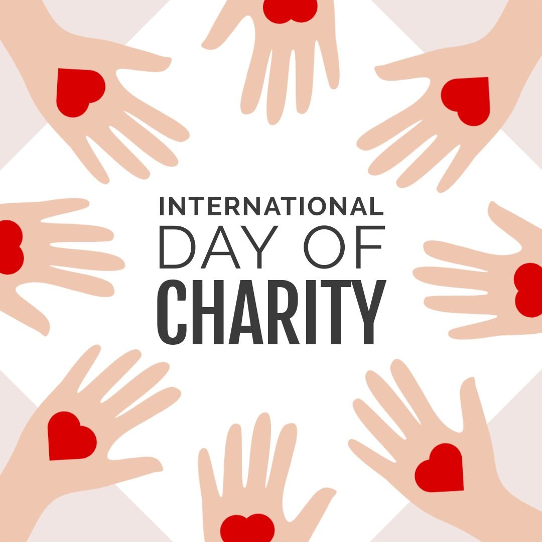 Vector image of cropped hands with red heart shapes and international day of charity text - Download Free Stock Templates Pikwizard.com