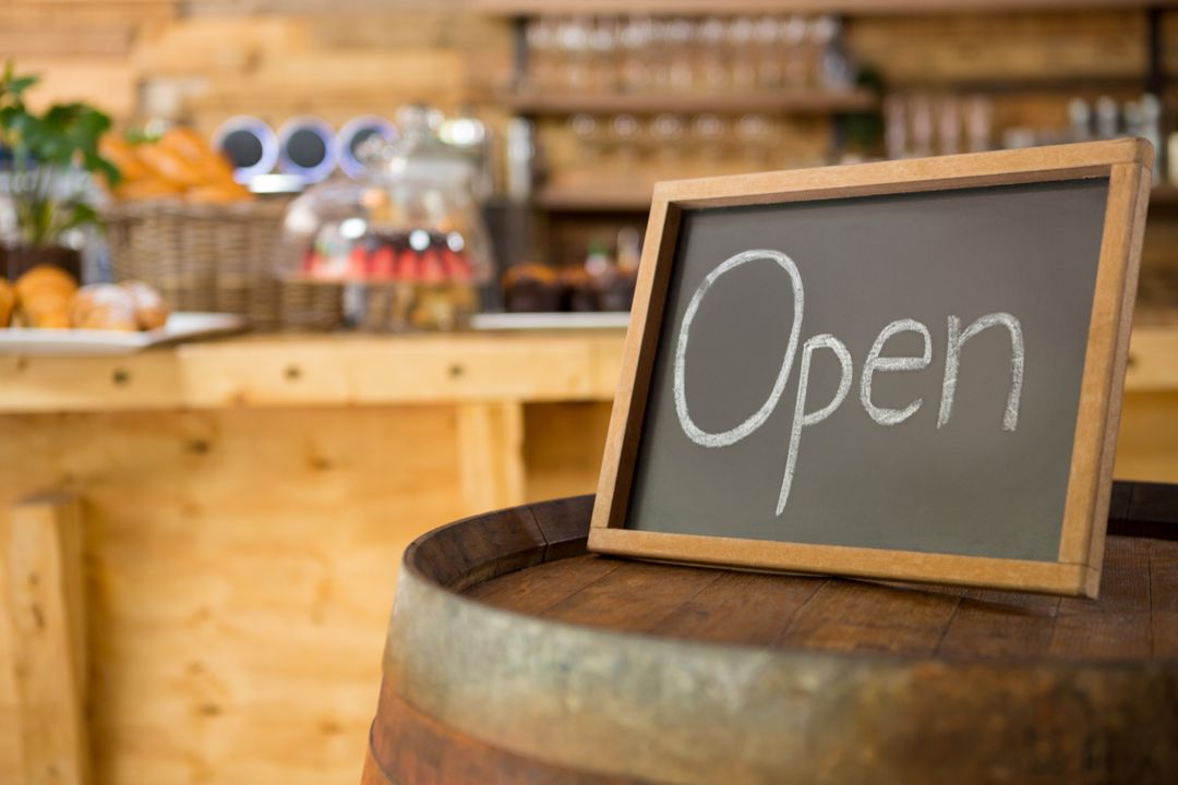 Image of an open sign in a restaurant