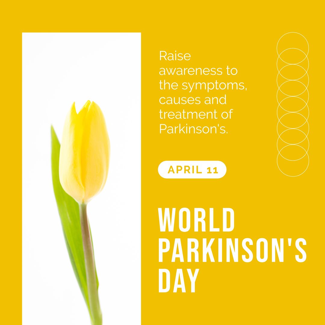 Composition of parkinson's awareness day and yellow tulip on yellow background - Download Free Stock Templates Pikwizard.com