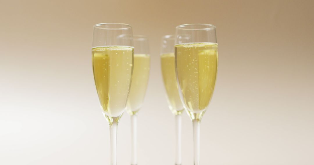 Image of champagne in glasses on beige background - Free Images, Stock Photos and Pictures on Pikwizard.com