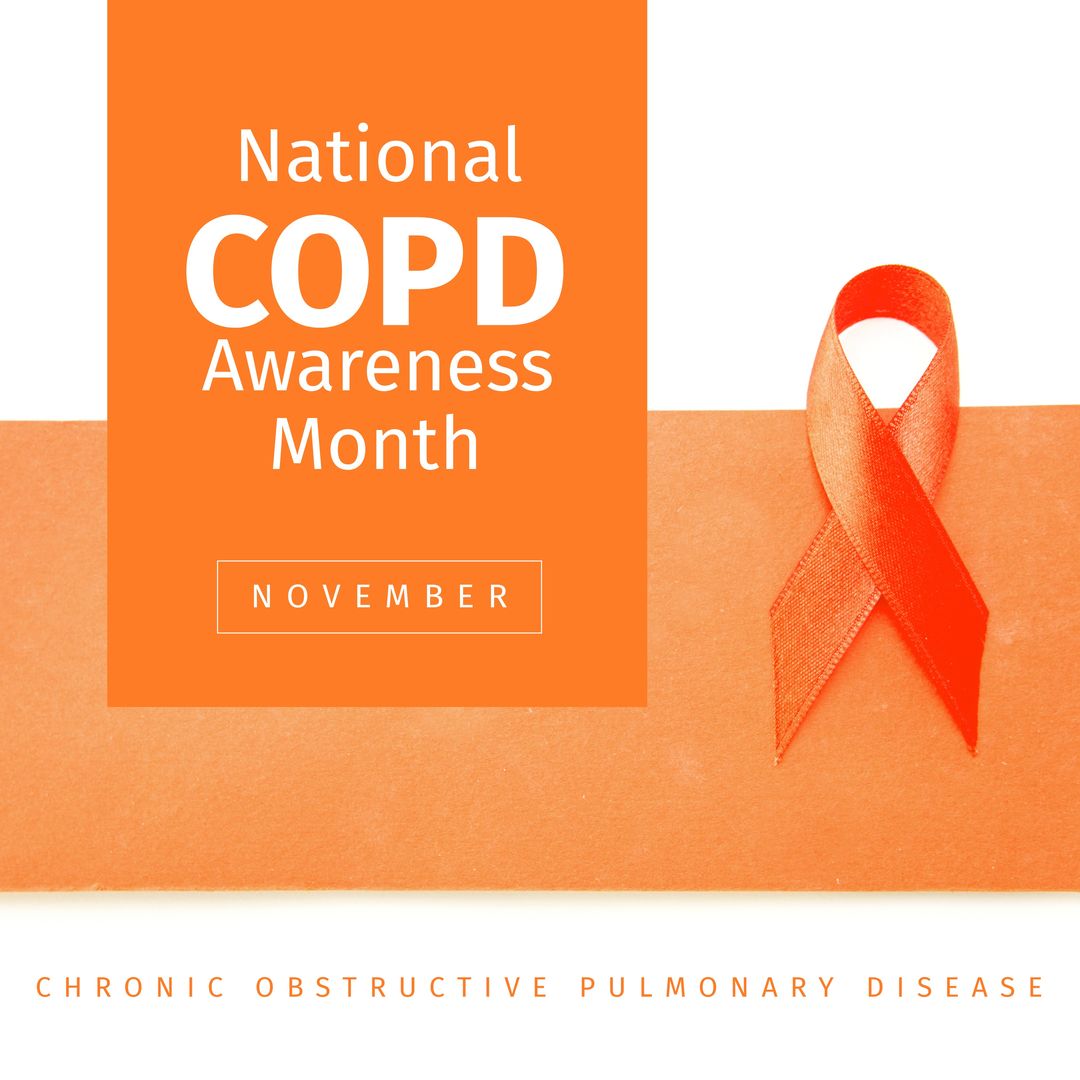 Composition of copd awareness month text over orange ribbon - Download Free Stock Templates Pikwizard.com