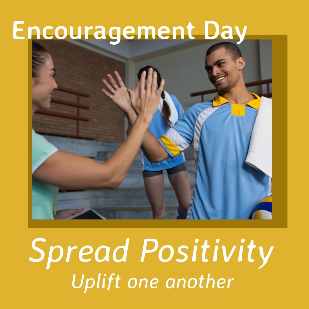 Caucasian friends giving high five and encouragement day spread positive and uplift one another text - Download Free Stock Templates Pikwizard.com