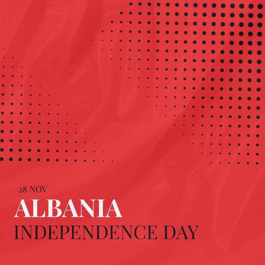 Composition of albania independence day text over black spots on red background - Download Free Stock Templates Pikwizard.com