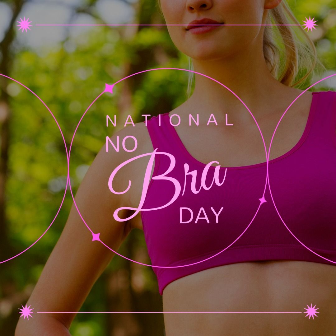 National No Bra Day. Vector horizontal web banner, poster, cover