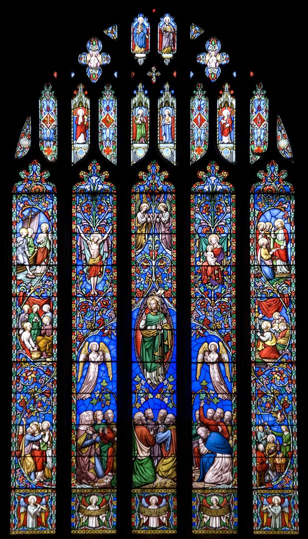 Low Angle View of Stained Glass Window - Free Images, Stock Photos and Pictures on Pikwizard.com