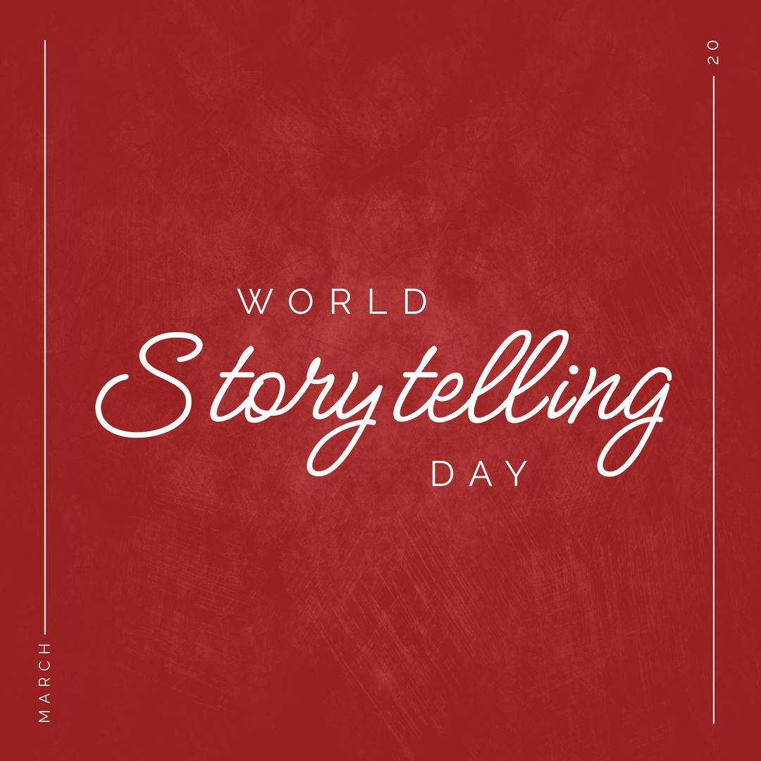 Composition of world storytelling day text over red background with copy space - Download Free Stock Templates Pikwizard.com