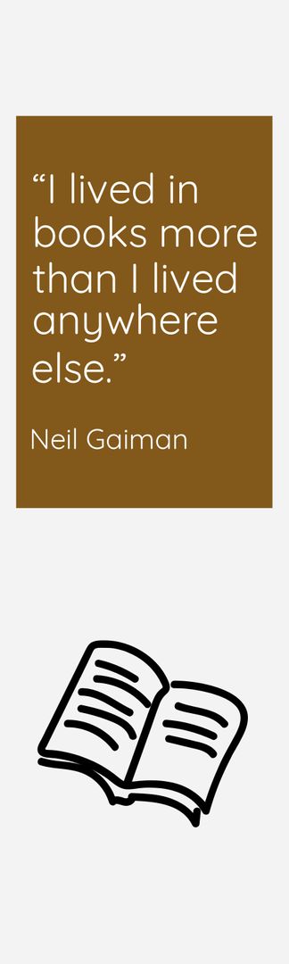 Composition of quote of neil gaiman and book drawing - Download Free Stock Templates Pikwizard.com