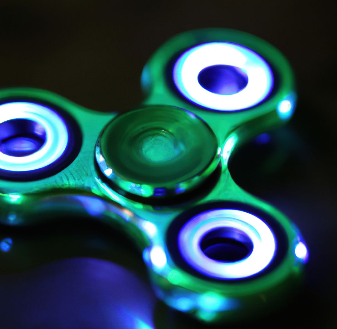 Image of close up of metallic fidget spinner on black background - Free Images, Stock Photos and Pictures on Pikwizard.com