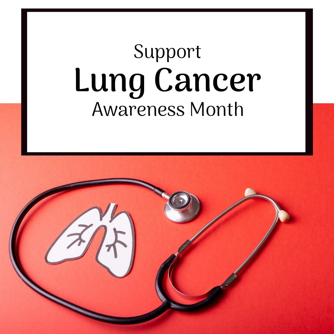 Square image of lung cancer awareness month text with lung and stethoscope - Download Free Stock Templates Pikwizard.com