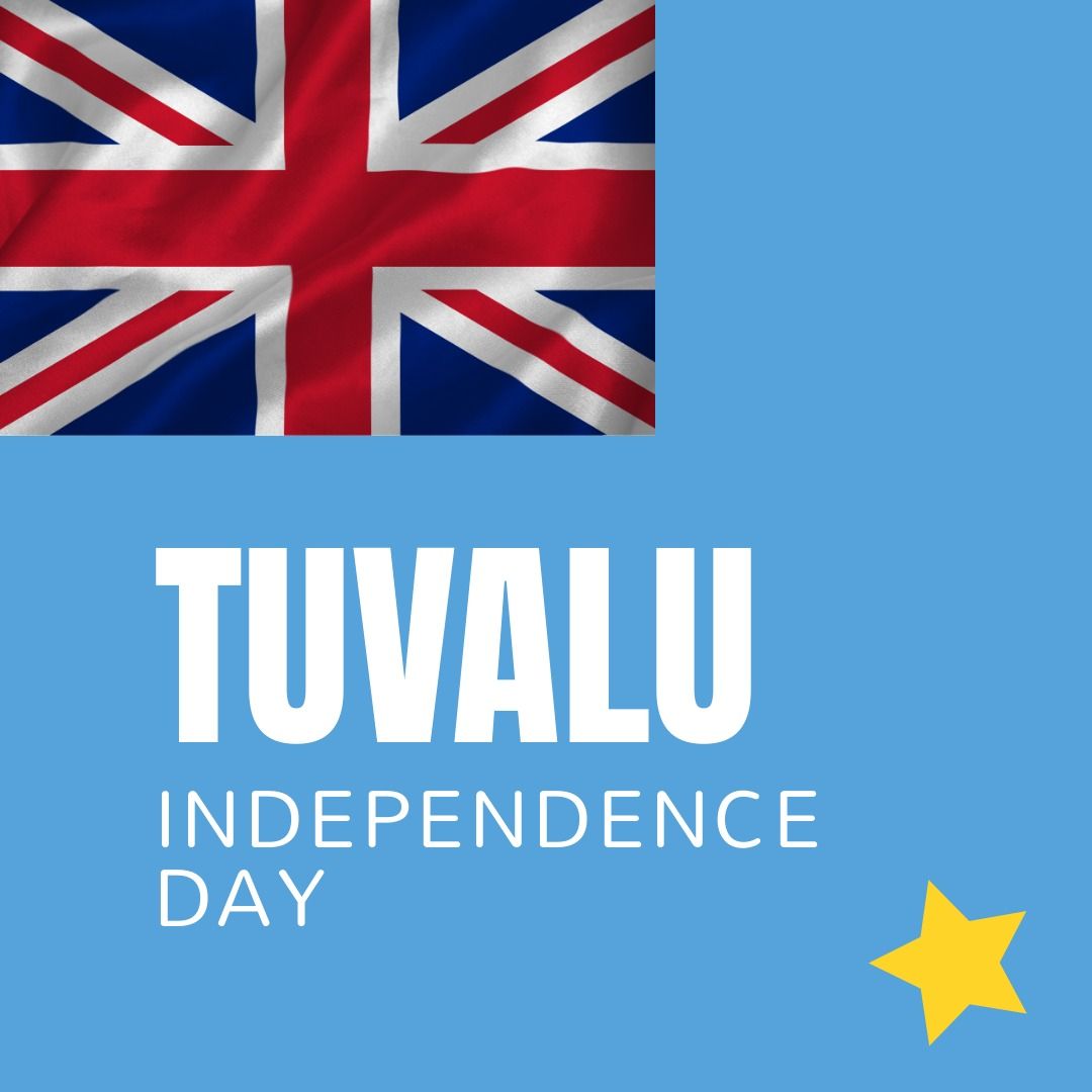 Tuvalu independence day text banner and tuvalu flag icon against blue background - Download Free Stock Templates Pikwizard.com