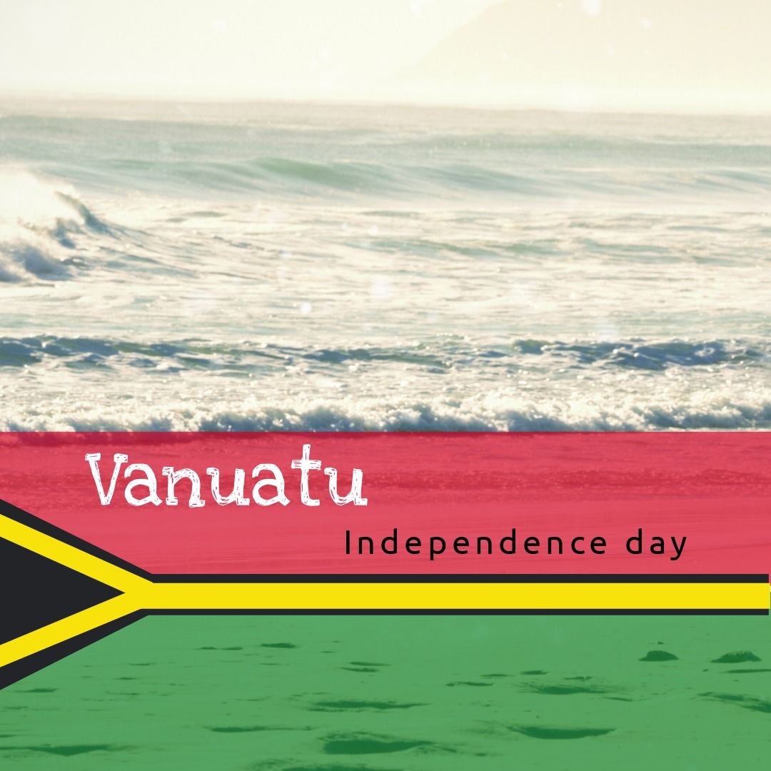 Composite of vanuata independence day text and vanuata flag against scenic view of seascape - Download Free Stock Templates Pikwizard.com