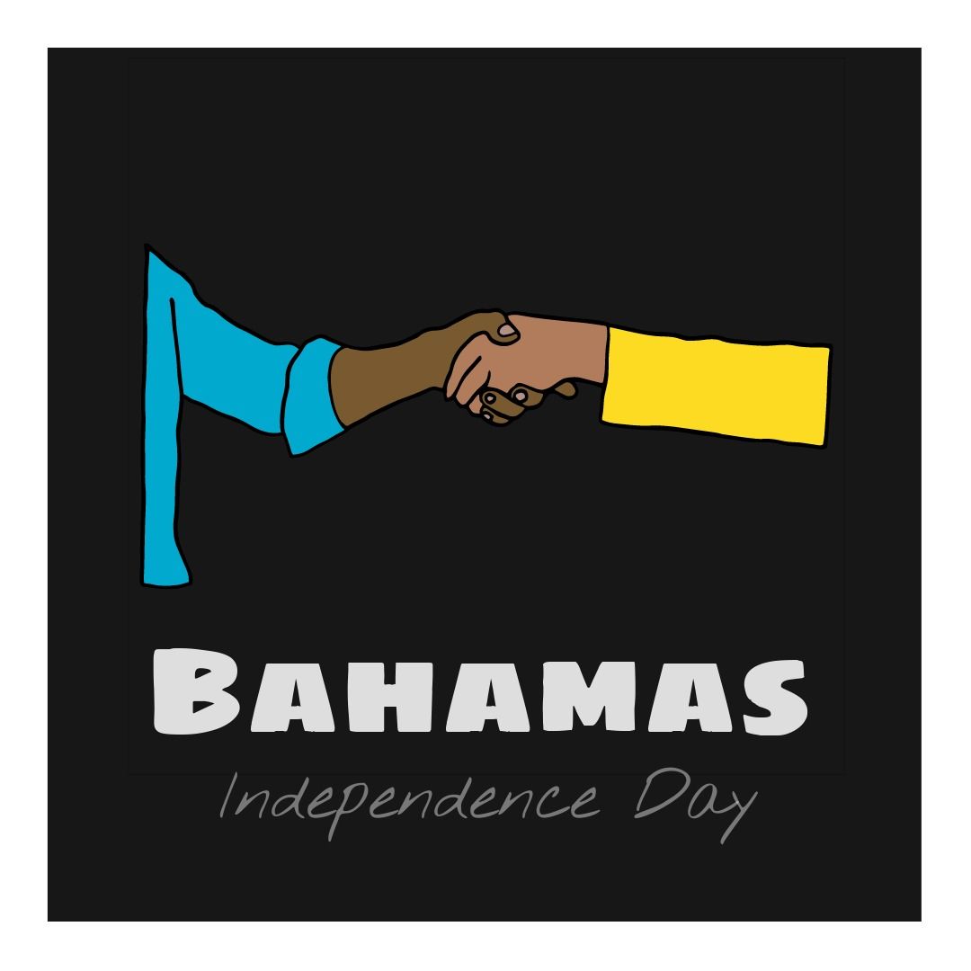 Hands shaking hands icon with bahamas independence day text banner against black background - Download Free Stock Templates Pikwizard.com