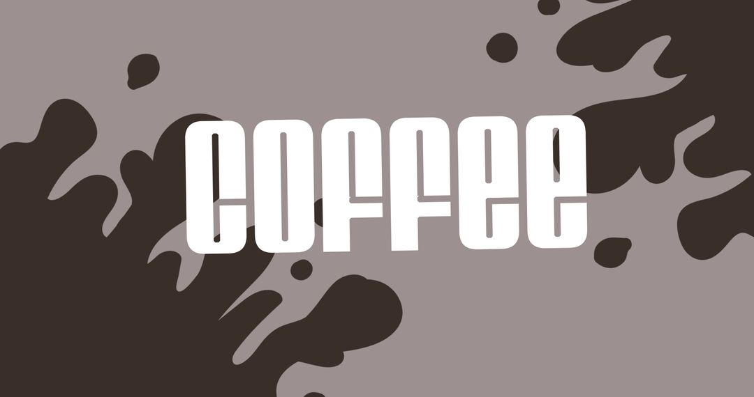 Illustration of spilling coffee with coffee text on gray background, copy space - Free Images, Stock Photos and Pictures on Pikwizard.com
