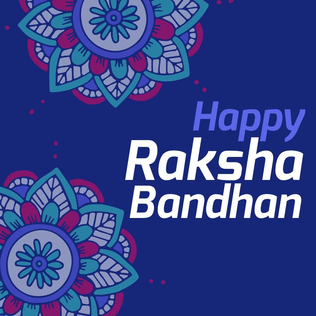 Illustration of floral patterned wristbands and happy raksha bandhan text on blue background - Download Free Stock Templates Pikwizard.com